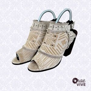 Naughty Monkey Fringe Cut‑Out Suede Block Heel Booties  [W/8.5]